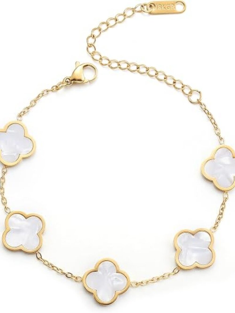 AIPPK 18K Gold Plated Clover Lucky Bracelet for Women White/Black/Red/Green Flow